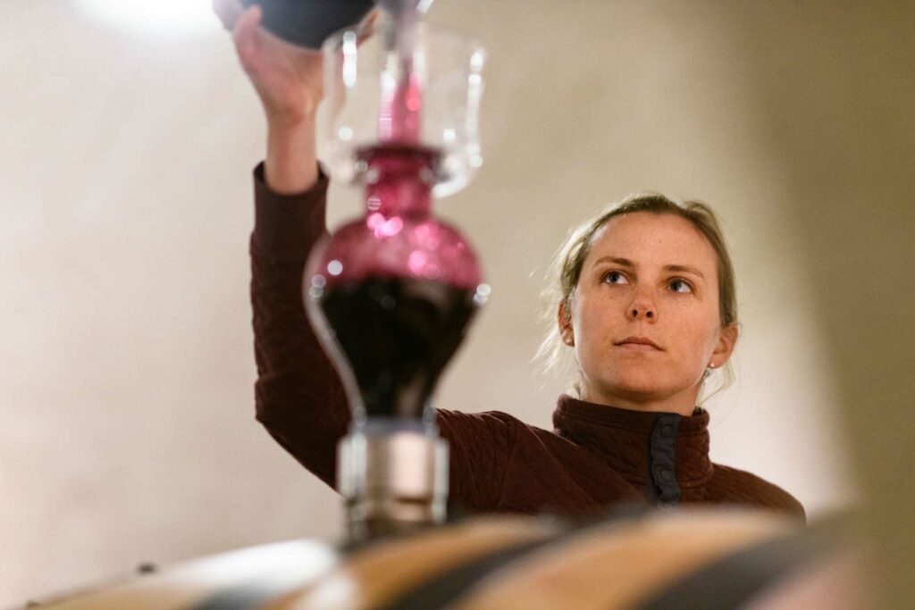 Maura Kinsella blending wine