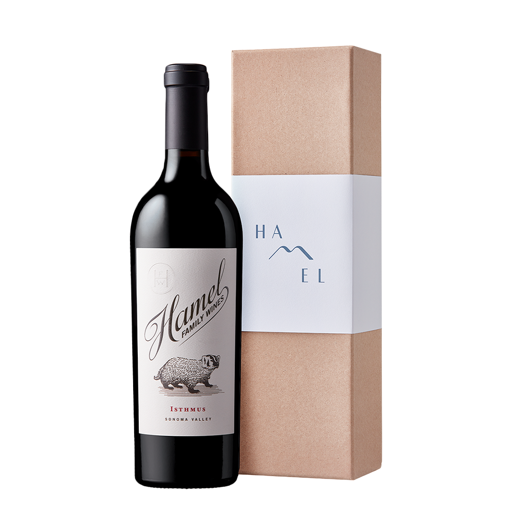 One bottle of Hamel Isthmus Wine with a cardboard gift box